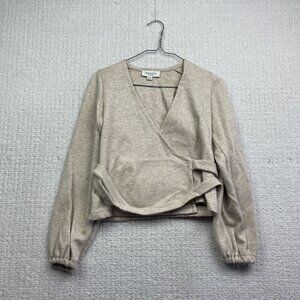 Daily Story Made in Montreal Wrap Belted Top Beige / Sand Women Sz XS Read